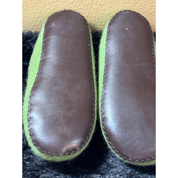 Handmade  Alpaca Spring Green Floral Felted Slippers Leather  Soles - Picture 6 of 7